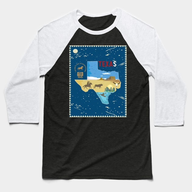 Texas adventure Baseball T-Shirt by mypointink